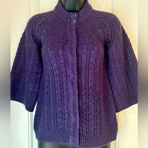 Charlotte Tarantola Purple 7/8 Sleeved Snap Front Cardigan size small